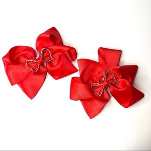 Red Bow Hair Clips (Set of 2)